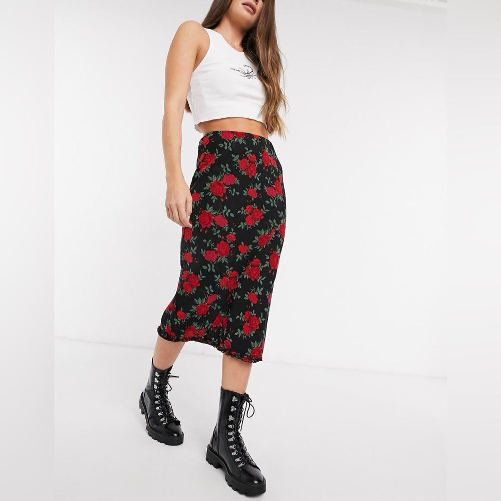 Emory Park 90'S Midi Women's Skirt In Sheer Red Rose Women''s Skirt (Size XS)